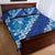 Vintage Blue Polynesia Quilt Bed Set Plumeria With Hibiscus Tropical Vibes