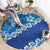 Vintage Blue Polynesia Round Carpet Plumeria With Hibiscus Tropical Vibes