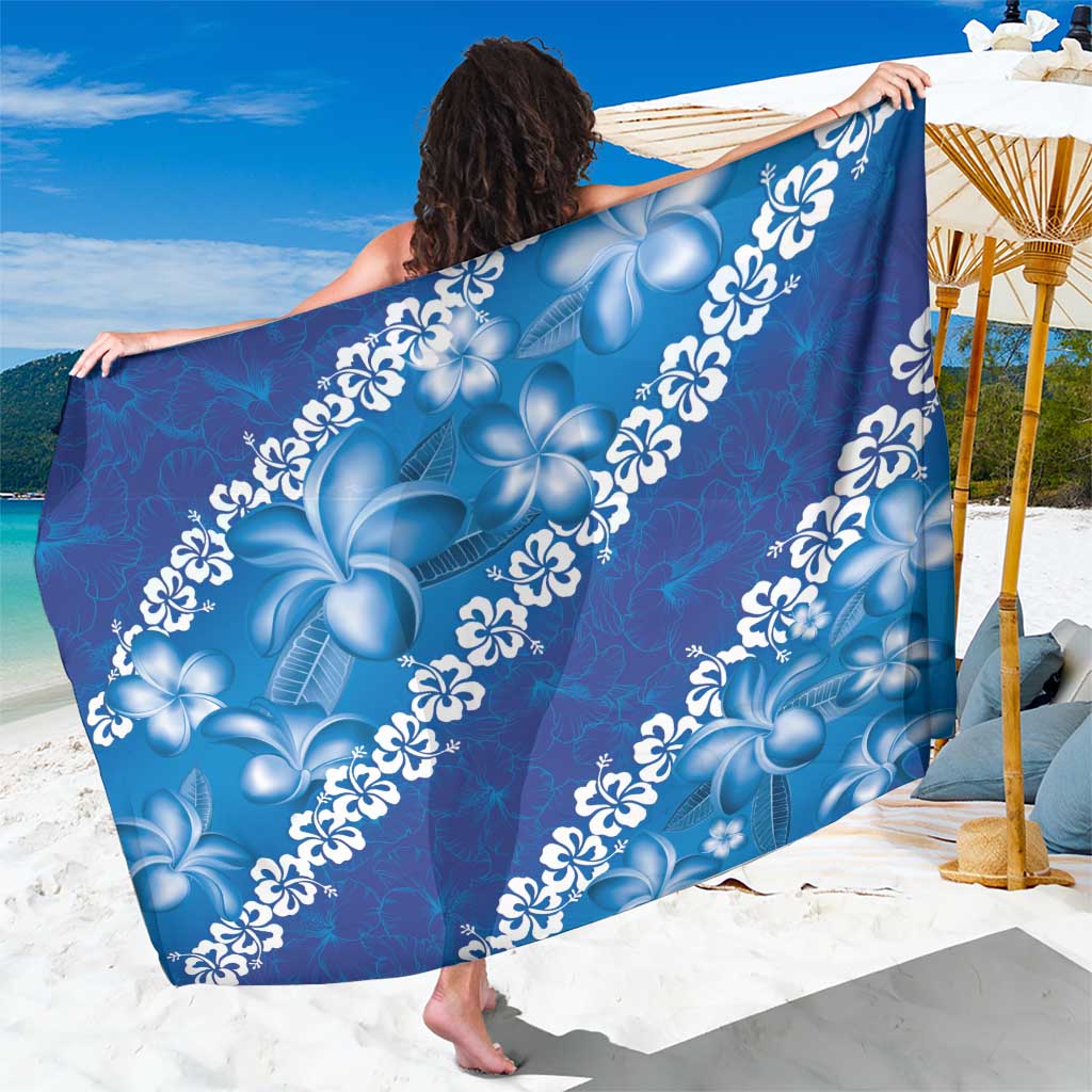 Vintage Blue Polynesia Sarong Plumeria With Hibiscus Tropical Vibes