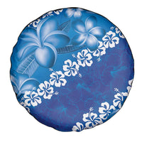 Vintage Blue Polynesia Spare Tire Cover Plumeria With Hibiscus Tropical Vibes LT14 - Polynesian Pride