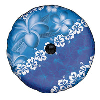 Vintage Blue Polynesia Spare Tire Cover Plumeria With Hibiscus Tropical Vibes LT14 - Polynesian Pride