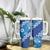 Vintage Blue Polynesia Tumbler With Handle Plumeria With Hibiscus Tropical Vibes