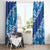 Vintage Blue Polynesia Window Curtain Plumeria With Hibiscus Tropical Vibes