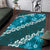 Vintage Dark Cyan Polynesia Area Rug Plumeria With Hibiscus Tropical Vibes