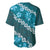 Vintage Dark Cyan Polynesia Baseball Jersey Plumeria With Hibiscus Tropical Vibes