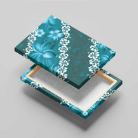 Vintage Dark Cyan Polynesia Canvas Wall Art Plumeria With Hibiscus Tropical Vibes LT14 - Polynesian Pride