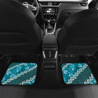 Vintage Dark Cyan Polynesia Car Mats Plumeria With Hibiscus Tropical Vibes LT14 Set 2pcs - Back Dark Cyan - Polynesian Pride