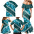 Vintage Dark Cyan Polynesia Family Matching Mermaid Dress and Hawaiian Shirt Plumeria With Hibiscus Tropical Vibes