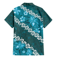 Vintage Dark Cyan Polynesia Family Matching Mermaid Dress and Hawaiian Shirt Plumeria With Hibiscus Tropical Vibes