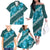 Vintage Dark Cyan Polynesia Family Matching Off The Shoulder Long Sleeve Dress and Hawaiian Shirt Plumeria With Hibiscus Tropical Vibes