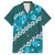 Vintage Dark Cyan Polynesia Family Matching Short Sleeve Bodycon Dress and Hawaiian Shirt Plumeria With Hibiscus Tropical Vibes