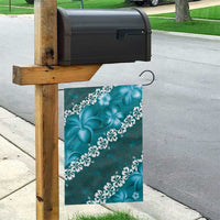 Vintage Dark Cyan Polynesia Garden Flag Plumeria With Hibiscus Tropical Vibes LT14 - Polynesian Pride