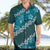 Vintage Dark Cyan Polynesia Hawaiian Shirt Plumeria With Hibiscus Tropical Vibes