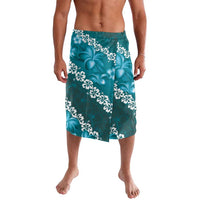 Vintage Dark Cyan Polynesia Lavalava Plumeria With Hibiscus Tropical Vibes LT14 Dark Cyan - Polynesian Pride