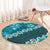 Vintage Dark Cyan Polynesia Round Carpet Plumeria With Hibiscus Tropical Vibes