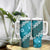 Vintage Dark Cyan Polynesia Tumbler With Handle Plumeria With Hibiscus Tropical Vibes