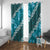 Vintage Dark Cyan Polynesia Window Curtain Plumeria With Hibiscus Tropical Vibes