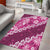 Vintage Pink Polynesia Area Rug Plumeria With Hibiscus Tropical Vibes