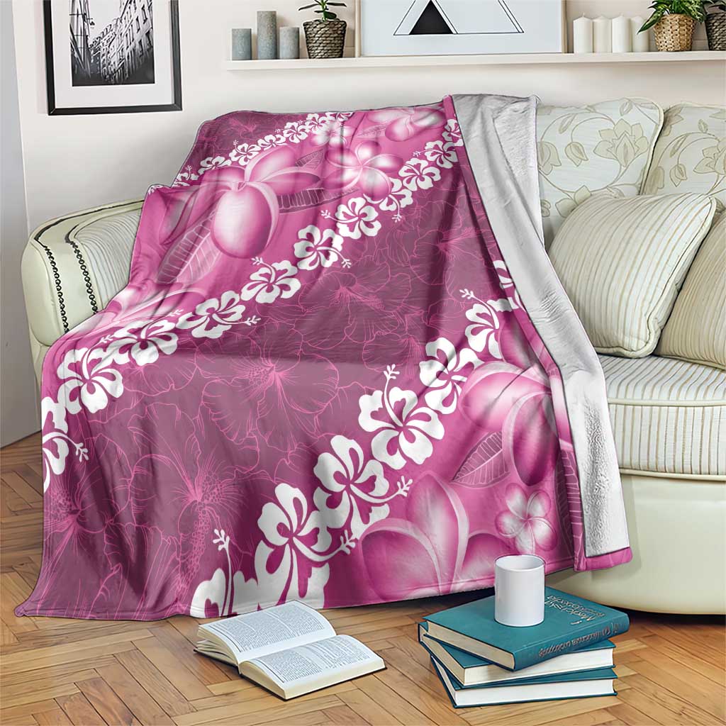 Vintage Pink Polynesia Blanket Plumeria With Hibiscus Tropical Vibes LT14 Pink - Polynesian Pride