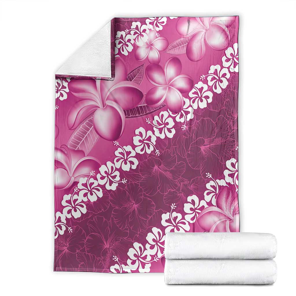 Vintage Pink Polynesia Blanket Plumeria With Hibiscus Tropical Vibes LT14 - Polynesian Pride