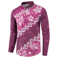 Vintage Pink Polynesia Button Sweatshirt Plumeria With Hibiscus Tropical Vibes LT14 - Polynesian Pride