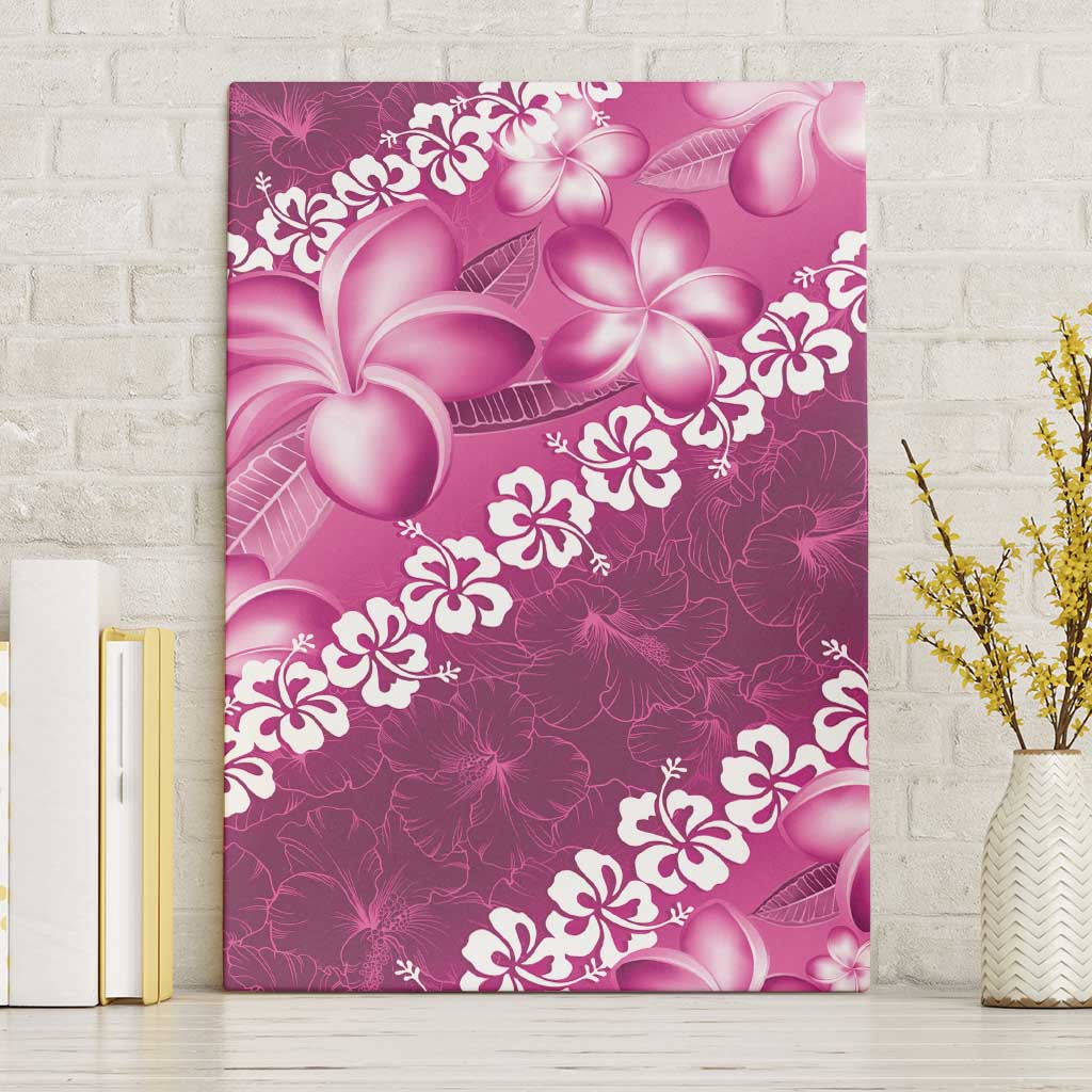 Vintage Pink Polynesia Canvas Wall Art Plumeria With Hibiscus Tropical Vibes LT14 Without Frame Pink - Polynesian Pride