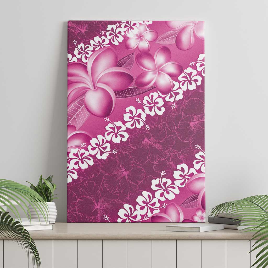 Vintage Pink Polynesia Canvas Wall Art Plumeria With Hibiscus Tropical Vibes LT14 - Polynesian Pride