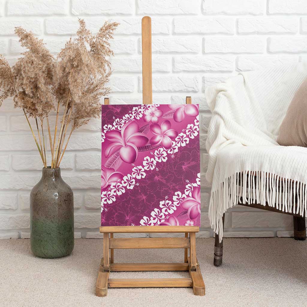 Vintage Pink Polynesia Canvas Wall Art Plumeria With Hibiscus Tropical Vibes LT14 - Polynesian Pride