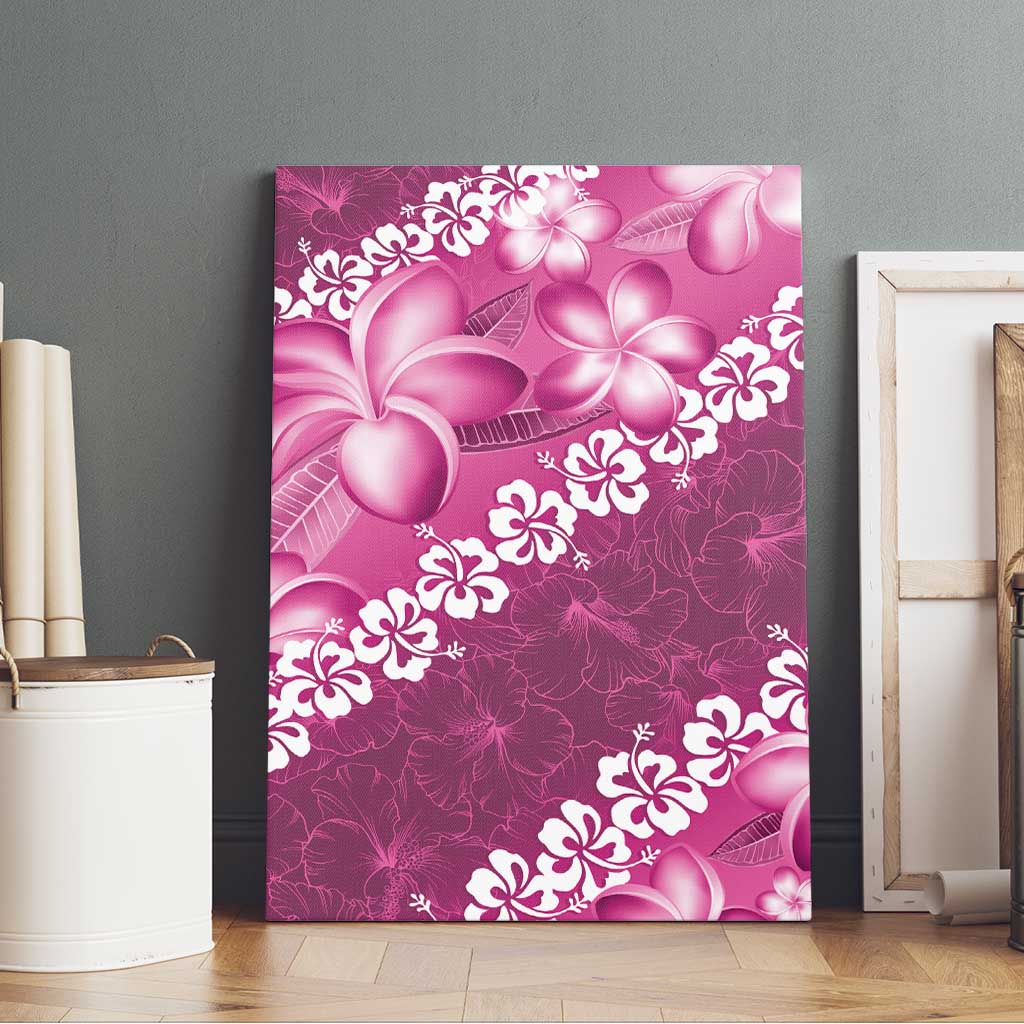 Vintage Pink Polynesia Canvas Wall Art Plumeria With Hibiscus Tropical Vibes LT14 - Polynesian Pride