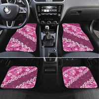 Vintage Pink Polynesia Car Mats Plumeria With Hibiscus Tropical Vibes LT14 Set 4pcs Pink - Polynesian Pride