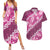 Vintage Pink Polynesia Couples Matching Summer Maxi Dress and Hawaiian Shirt Plumeria With Hibiscus Tropical Vibes