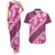 Vintage Pink Polynesia Couples Matching Tank Maxi Dress and Hawaiian Shirt Plumeria With Hibiscus Tropical Vibes