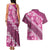 Vintage Pink Polynesia Couples Matching Tank Maxi Dress and Hawaiian Shirt Plumeria With Hibiscus Tropical Vibes