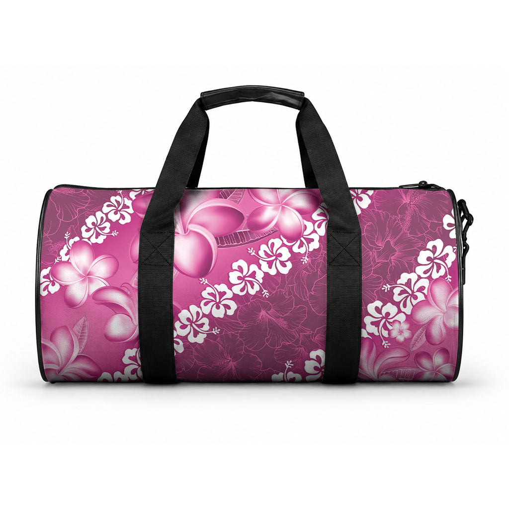 Vintage Pink Polynesia Duffle Bag Plumeria With Hibiscus Tropical Vibes LT14 One size Pink - Polynesian Pride