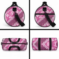 Vintage Pink Polynesia Duffle Bag Plumeria With Hibiscus Tropical Vibes LT14 - Polynesian Pride