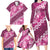 Vintage Pink Polynesia Family Matching Long Sleeve Bodycon Dress and Hawaiian Shirt Plumeria With Hibiscus Tropical Vibes