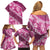 Vintage Pink Polynesia Family Matching Off Shoulder Short Dress and Hawaiian Shirt Plumeria With Hibiscus Tropical Vibes