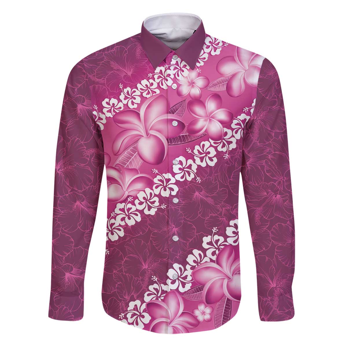 Vintage Pink Polynesia Family Matching Puletasi and Hawaiian Shirt Plumeria With Hibiscus Tropical Vibes