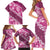 Vintage Pink Polynesia Family Matching Short Sleeve Bodycon Dress and Hawaiian Shirt Plumeria With Hibiscus Tropical Vibes