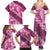 Vintage Pink Polynesia Family Matching Summer Maxi Dress and Hawaiian Shirt Plumeria With Hibiscus Tropical Vibes