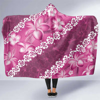 Vintage Pink Polynesia Hooded Blanket Plumeria With Hibiscus Tropical Vibes LT14 One Size Pink - Polynesian Pride