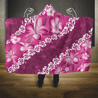 Vintage Pink Polynesia Hooded Blanket Plumeria With Hibiscus Tropical Vibes LT14 - Polynesian Pride