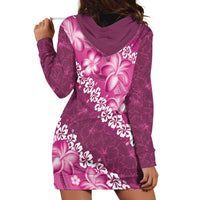 Vintage Pink Polynesia Hoodie Dress Plumeria With Hibiscus Tropical Vibes LT14 - Polynesian Pride