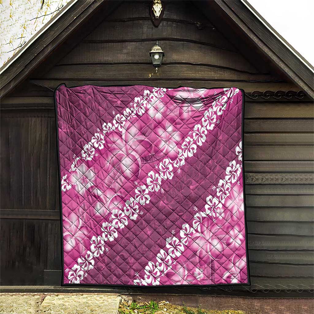 Vintage Pink Polynesia Quilt Plumeria With Hibiscus Tropical Vibes