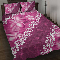 Vintage Pink Polynesia Quilt Bed Set Plumeria With Hibiscus Tropical Vibes LT14 Pink - Polynesian Pride