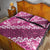 Vintage Pink Polynesia Quilt Bed Set Plumeria With Hibiscus Tropical Vibes