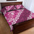 Vintage Pink Polynesia Quilt Bed Set Plumeria With Hibiscus Tropical Vibes