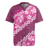 Vintage Pink Polynesia Rugby Jersey Plumeria With Hibiscus Tropical Vibes LT14 Pink - Polynesian Pride