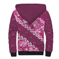 Vintage Pink Polynesia Sherpa Hoodie Plumeria With Hibiscus Tropical Vibes LT14 - Polynesian Pride