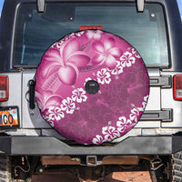 Vintage Pink Polynesia Spare Tire Cover Plumeria With Hibiscus Tropical Vibes LT14 Pink - Polynesian Pride
